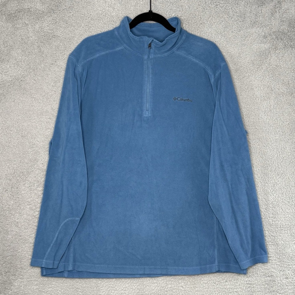 Columbia Sportswear Fleece Pullover 1/4 Zip Athletic Blue Sweatshirt Men's XL